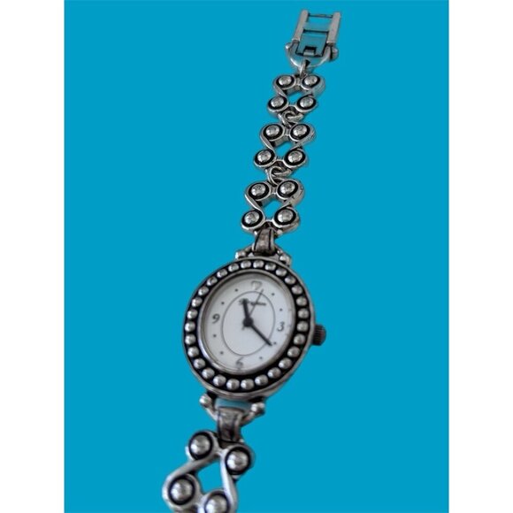 Brighton ALAMEDA Silver Oval Face TAOS Link Band Watch New Battery Works - Picture 6 of 7